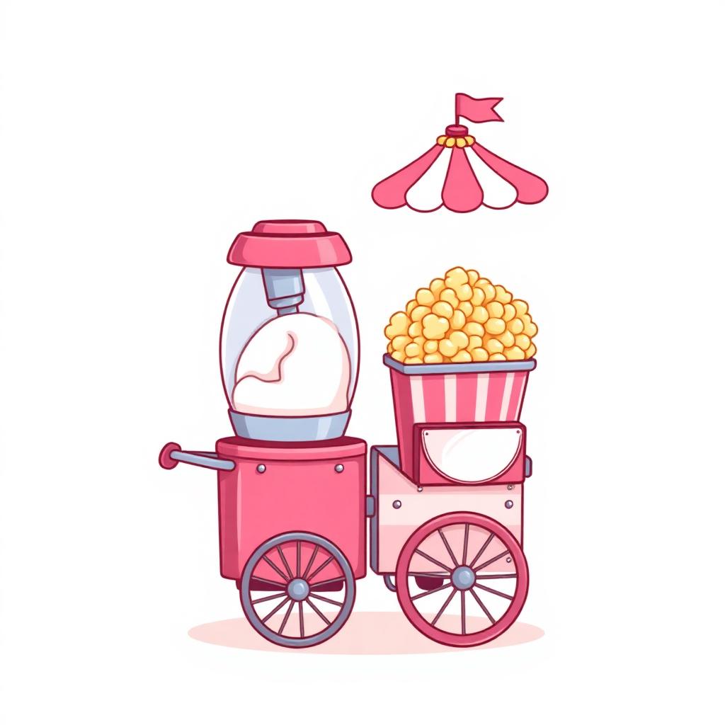 Ilustração de carrinhos de algodão-doce e pipoca