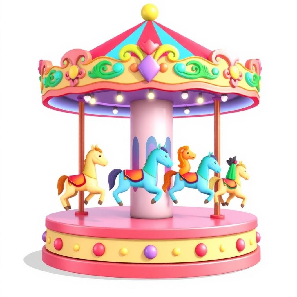 Ilustração de um mini carrossel infantil com cavalinhos